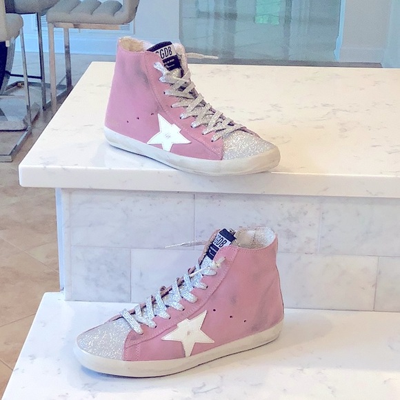✨LOVE RARE, Silver grid glitter. GORGEOUS Golden Goose 37 6.5✨suede Pink 🔥HOT - Picture 1 of 16